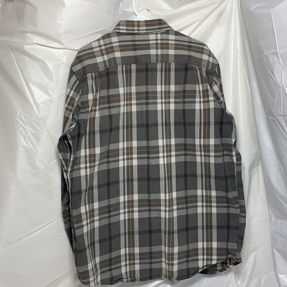 Men’s Carhartt Gray White Gold Plaid Heavy Cotton Button Down Shirt Size XL Tall - Picture 3 of 6